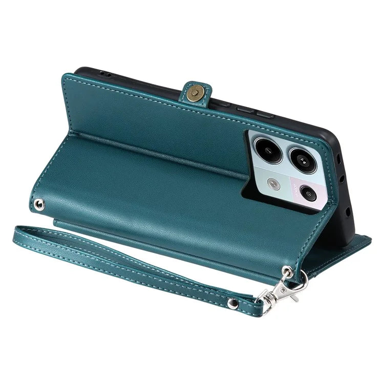 For Xiaomi Poco X6 5G  /  Redmi Note 13 Pro 5G Leather Case Wallet Stand Phone Cover with Straps