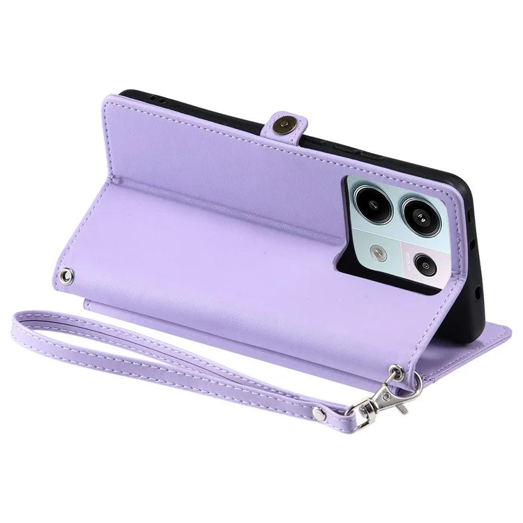 For Xiaomi Poco X6 5G  /  Redmi Note 13 Pro 5G Leather Case Wallet Stand Phone Cover with Straps