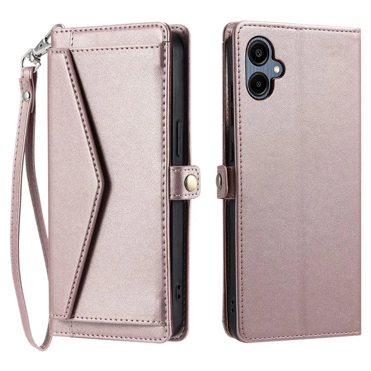 For Samsung Galaxy A06 Leather Case with Wrist Strap Wallet Stand Phone Cover