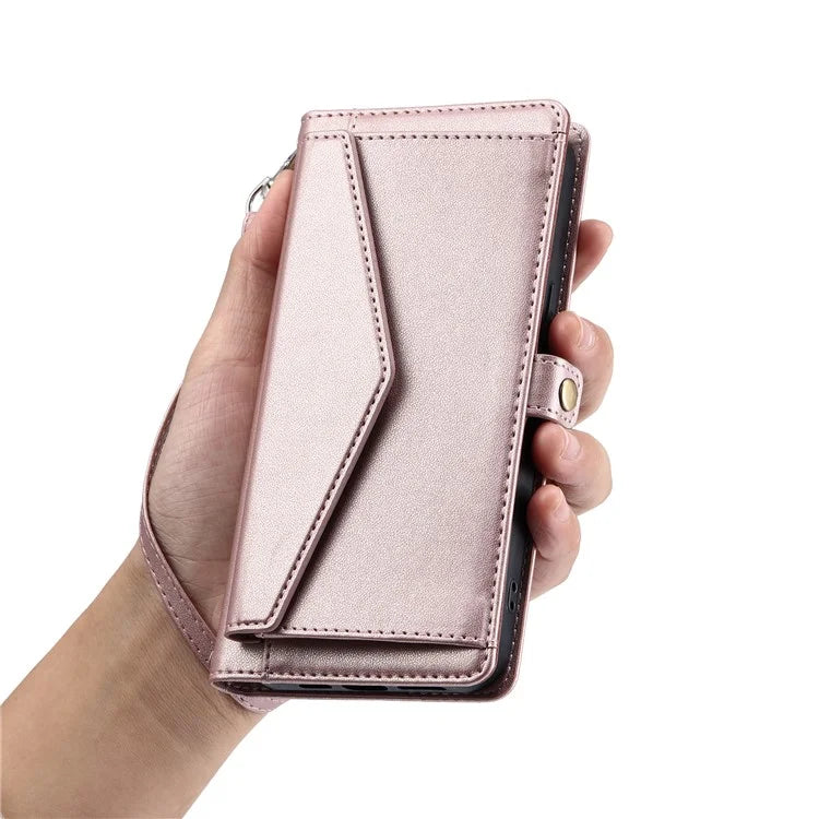 For Samsung Galaxy A06 Leather Case with Wrist Strap Wallet Stand Phone Cover