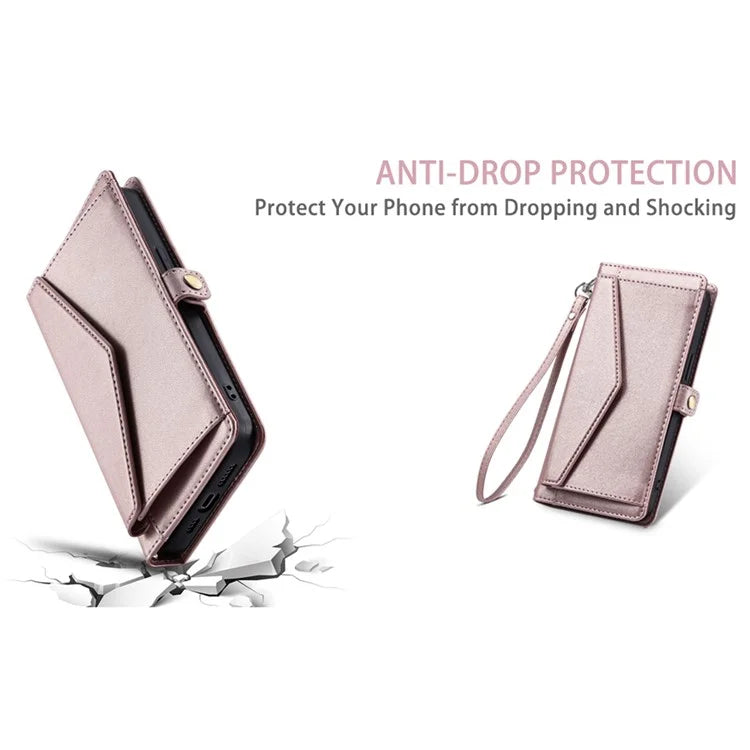 For Samsung Galaxy A06 Leather Case with Wrist Strap Wallet Stand Phone Cover