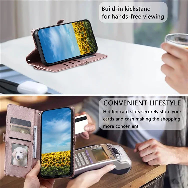 For Samsung Galaxy A06 Leather Case with Wrist Strap Wallet Stand Phone Cover