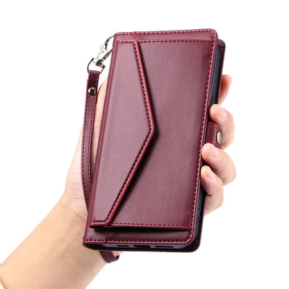 For Samsung Galaxy A06 Leather Case with Wrist Strap Wallet Stand Phone Cover
