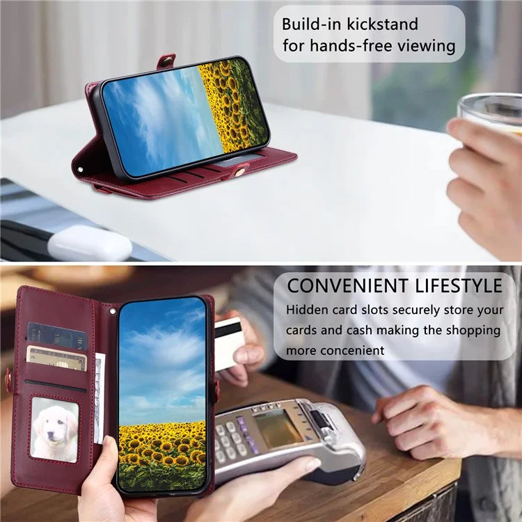 For Samsung Galaxy A06 Leather Case with Wrist Strap Wallet Stand Phone Cover