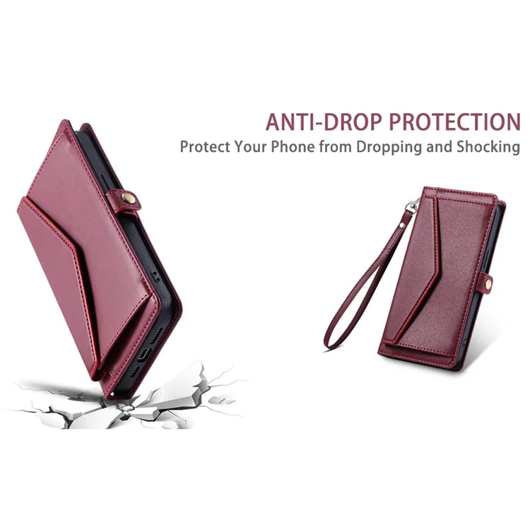 For Samsung Galaxy A06 Leather Case with Wrist Strap Wallet Stand Phone Cover