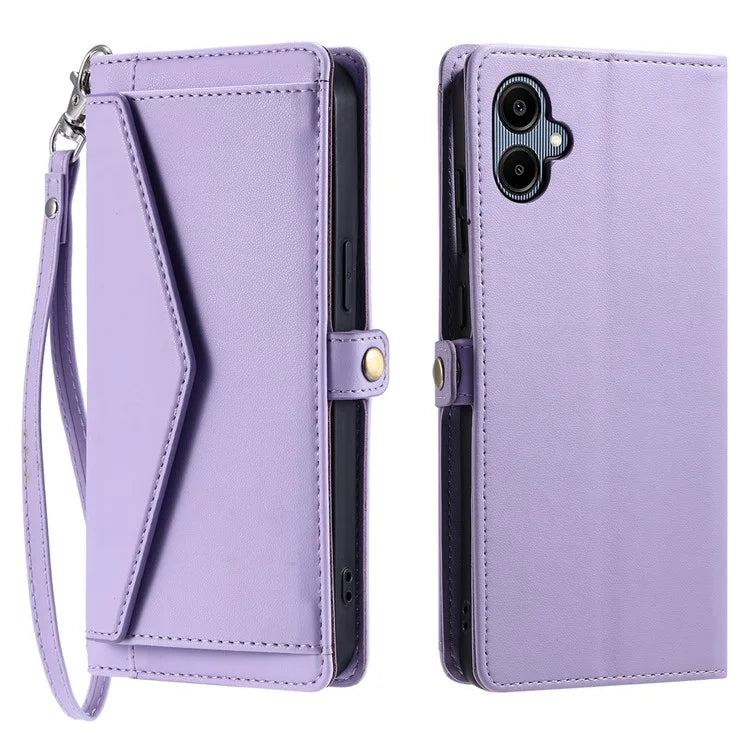 For Samsung Galaxy A06 Leather Case with Wrist Strap Wallet Stand Phone Cover