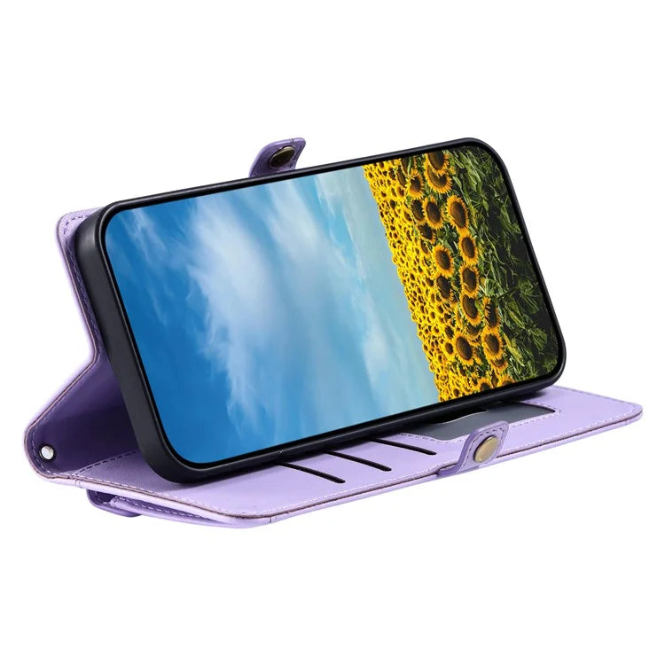 For Samsung Galaxy A06 Leather Case with Wrist Strap Wallet Stand Phone Cover