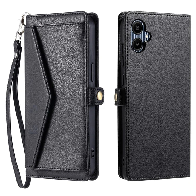 For Samsung Galaxy A06 Leather Case with Wrist Strap Wallet Stand Phone Cover