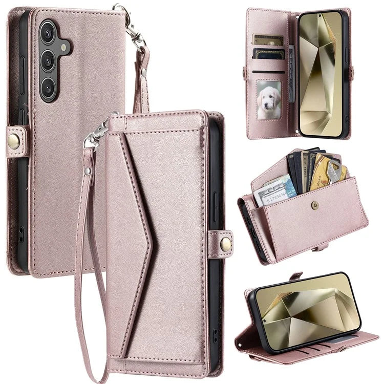 For Samsung Galaxy A16 5G Leather Case with Wrist Strap Wallet Stand Phone Cover