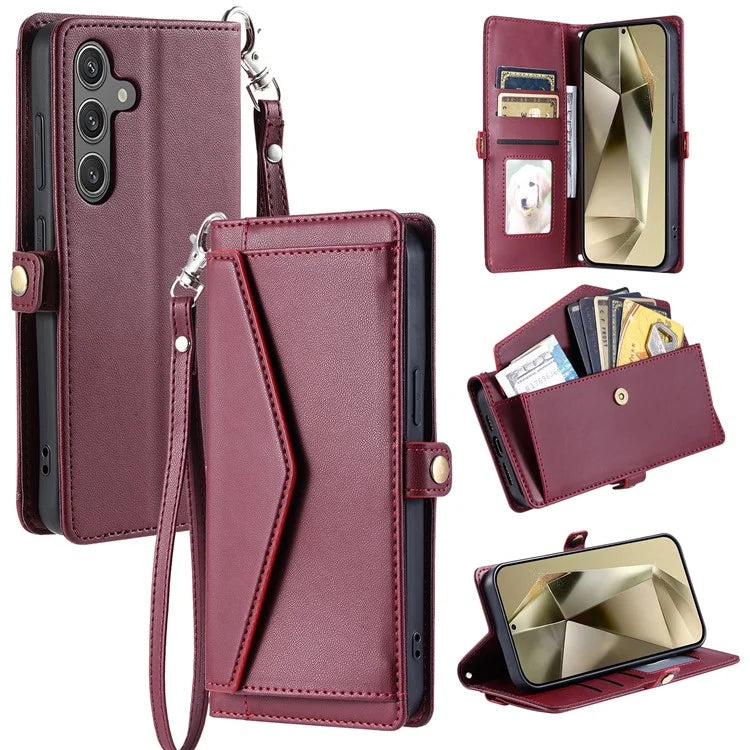 For Samsung Galaxy A16 5G Leather Case with Wrist Strap Wallet Stand Phone Cover