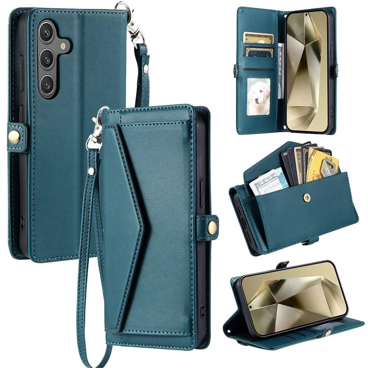 For Samsung Galaxy A16 5G Leather Case with Wrist Strap Wallet Stand Phone Cover