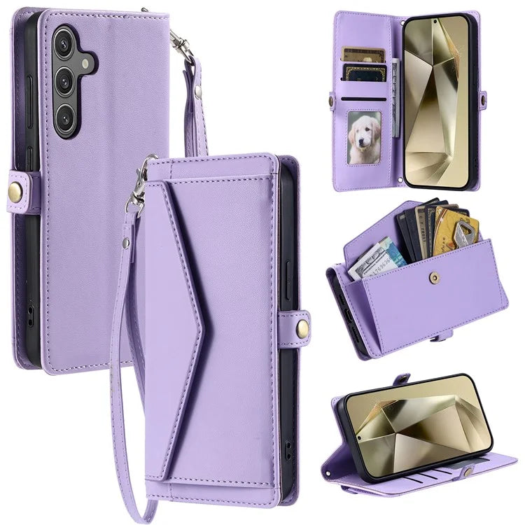 For Samsung Galaxy A16 5G Leather Case with Wrist Strap Wallet Stand Phone Cover