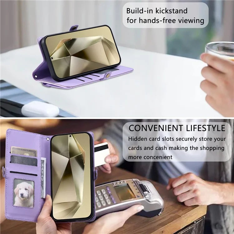 For Samsung Galaxy A16 5G Leather Case with Wrist Strap Wallet Stand Phone Cover