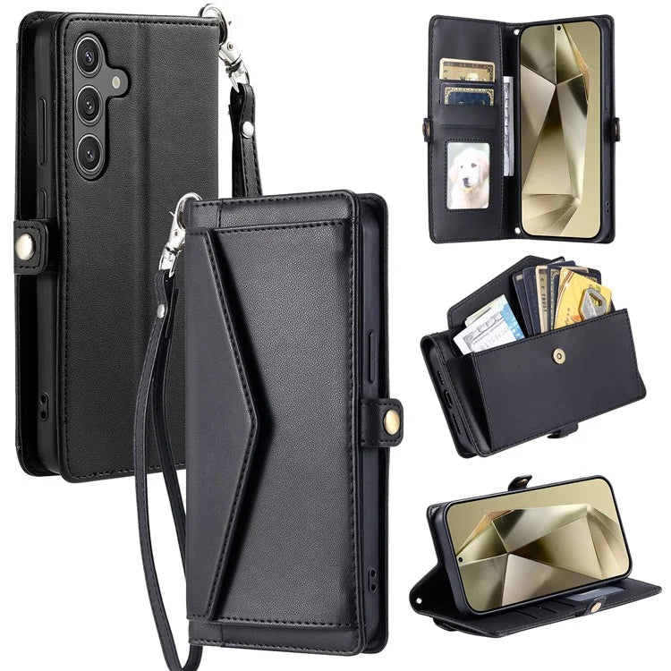 For Samsung Galaxy A16 5G Leather Case with Wrist Strap Wallet Stand Phone Cover