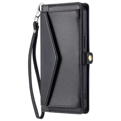 For iPhone 16 Plus Leather Case with Wrist Strap Wallet Stand Phone Cover