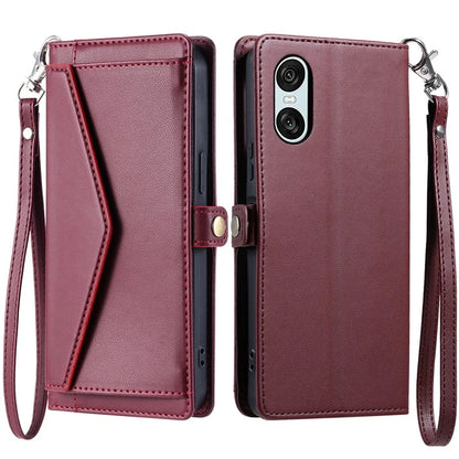 For Sony Xperia 10 VI Leather Case with Wrist Strap Wallet Stand Phone Cover