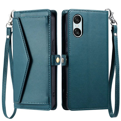 For Sony Xperia 10 VI Leather Case with Wrist Strap Wallet Stand Phone Cover