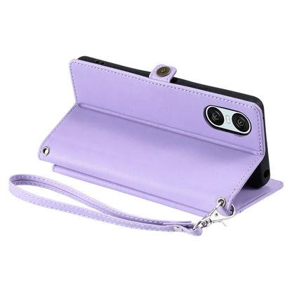 For Sony Xperia 10 VI Leather Case with Wrist Strap Wallet Stand Phone Cover