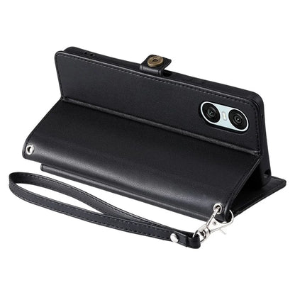 For Sony Xperia 10 VI Leather Case with Wrist Strap Wallet Stand Phone Cover