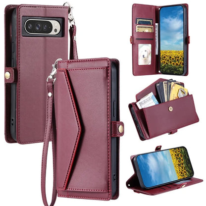 For Google Pixel 9 Pro XL Leather Case with Wrist Strap Wallet Stand Phone Cover