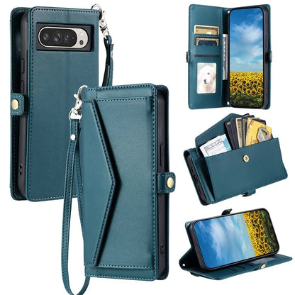 For Google Pixel 9 Pro XL Leather Case with Wrist Strap Wallet Stand Phone Cover