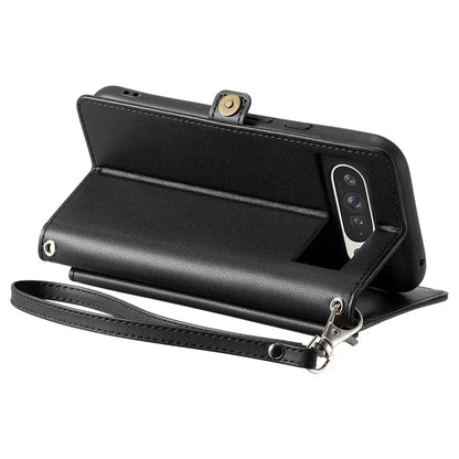 For Google Pixel 9 Pro XL Leather Case with Wrist Strap Wallet Stand Phone Cover