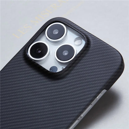 For iPhone 16 Pro Max Case Aramid Fiber 600D Fine Texture Magnetic Phone Cover - Black