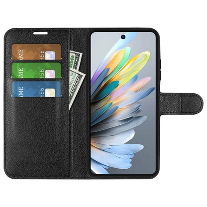 For ZTE Blade A75 4G Case Litchi Texture Shockproof Leather Wallet Phone Cover