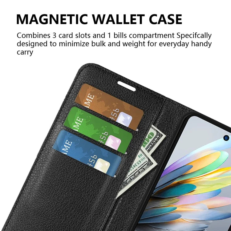 For ZTE Blade A75 4G Case Litchi Texture Shockproof Leather Wallet Phone Cover