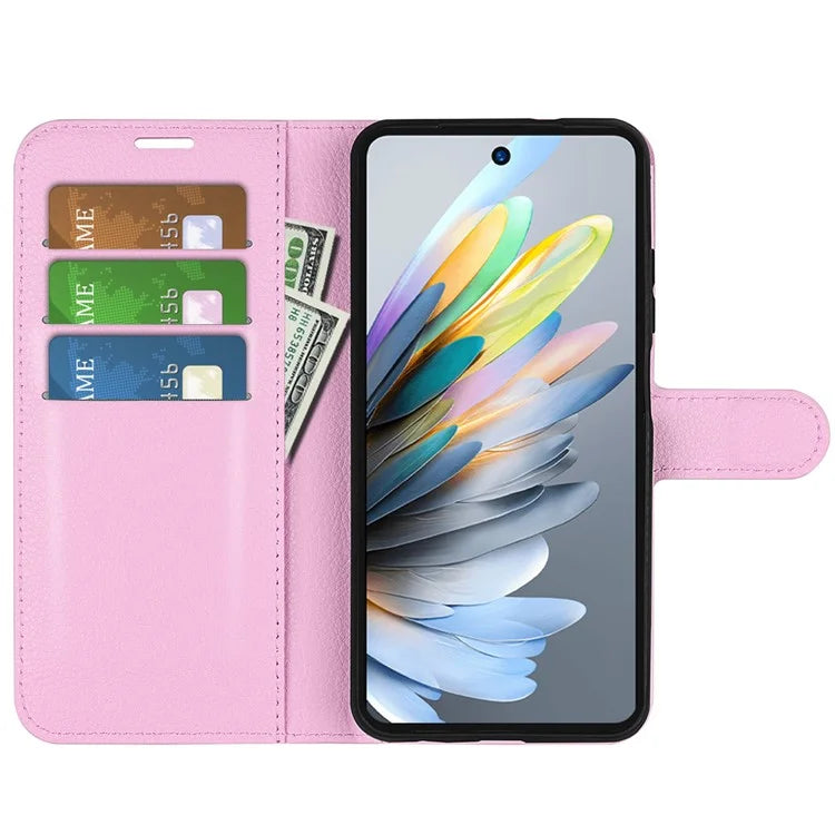 For ZTE Blade A75 4G Case Litchi Texture Shockproof Leather Wallet Phone Cover