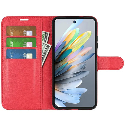 For ZTE Blade A75 4G Case Litchi Texture Shockproof Leather Wallet Phone Cover