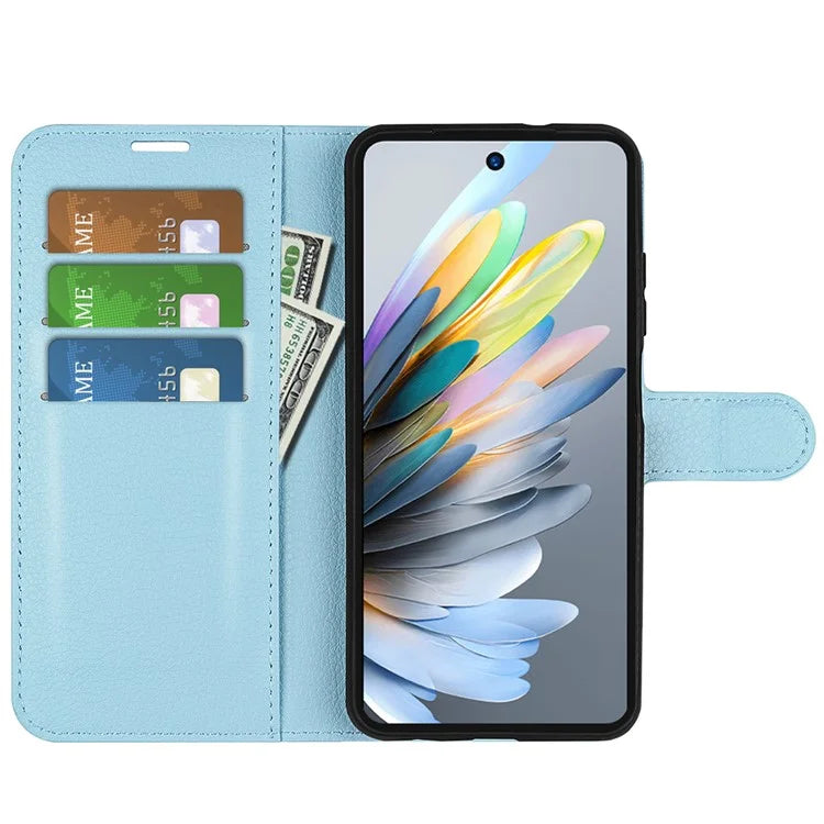 For ZTE Blade A75 4G Case Litchi Texture Shockproof Leather Wallet Phone Cover