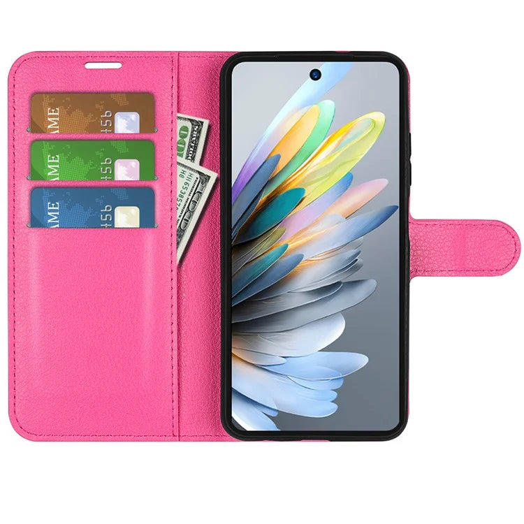For ZTE Blade A75 4G Case Litchi Texture Shockproof Leather Wallet Phone Cover