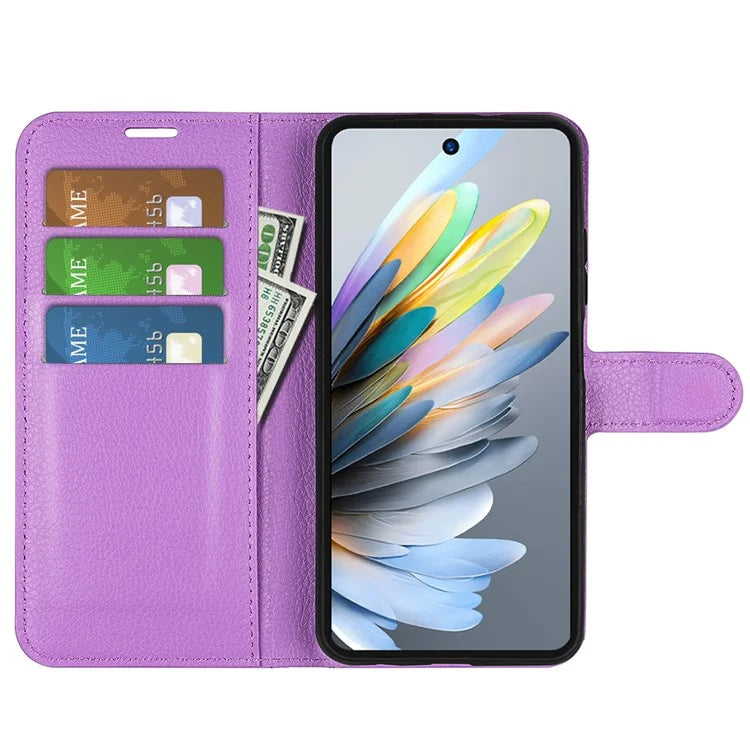 For ZTE Blade A75 4G Case Litchi Texture Shockproof Leather Wallet Phone Cover