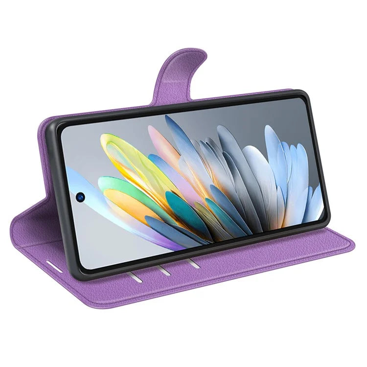 For ZTE Blade A75 4G Case Litchi Texture Shockproof Leather Wallet Phone Cover