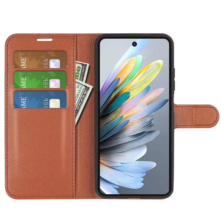 For ZTE Blade A75 4G Case Litchi Texture Shockproof Leather Wallet Phone Cover