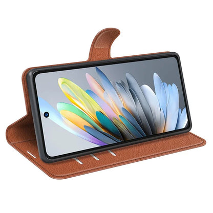 For ZTE Blade A75 4G Case Litchi Texture Shockproof Leather Wallet Phone Cover