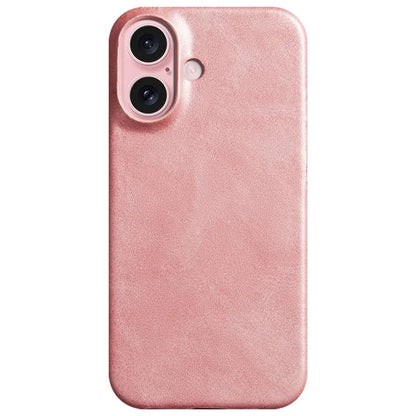 For iPhone 16 Case Calf Texture PU Leather Hard PC Protective Phone Cover