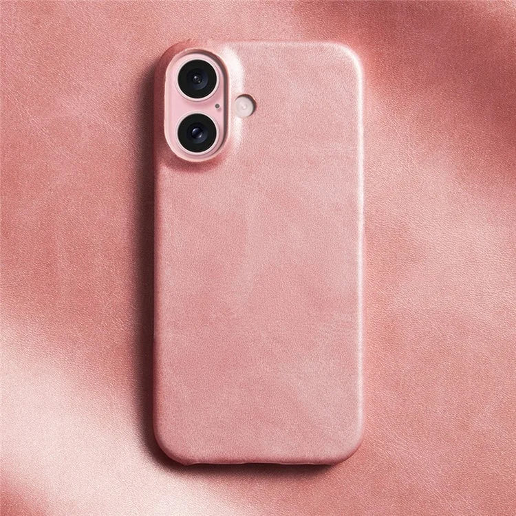 For iPhone 16 Case Calf Texture PU Leather Hard PC Protective Phone Cover
