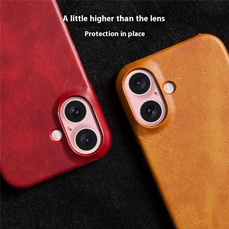 For iPhone 16 Case Calf Texture PU Leather Hard PC Protective Phone Cover
