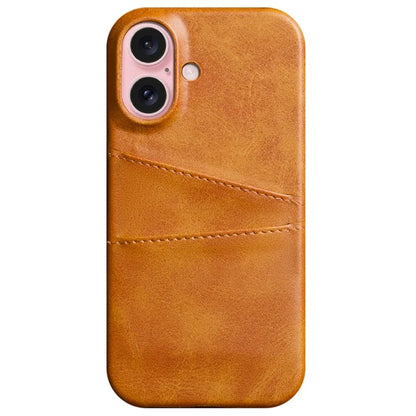 For iPhone 16 Plus Case Dual Card Slots PU Leather + Hard PC Phone Cover