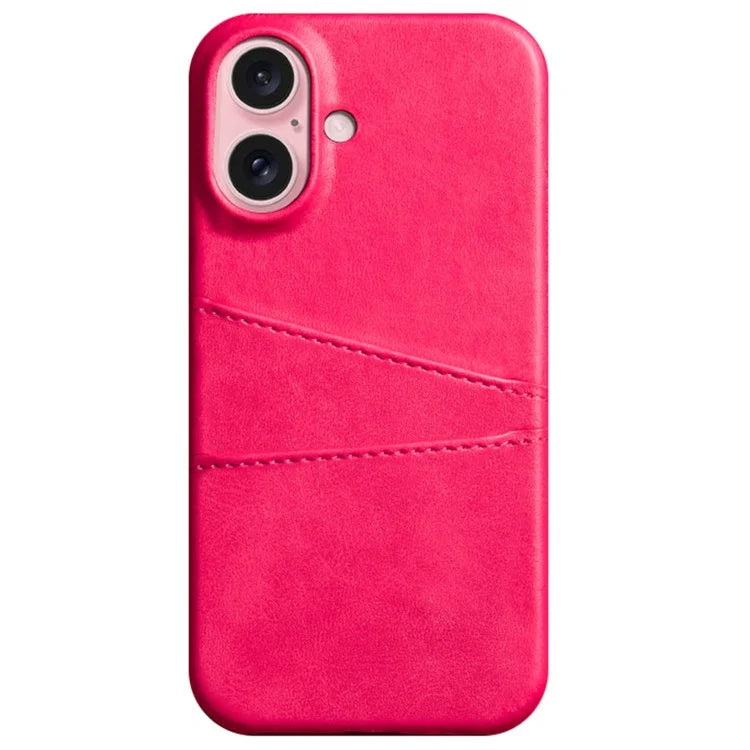 For iPhone 16 Plus Case Dual Card Slots PU Leather + Hard PC Phone Cover