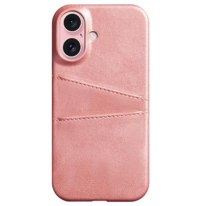 For iPhone 16 Plus Case Dual Card Slots PU Leather + Hard PC Phone Cover