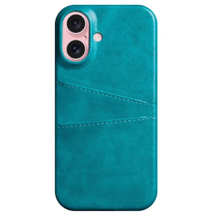 For iPhone 16 Plus Case Dual Card Slots PU Leather + Hard PC Phone Cover