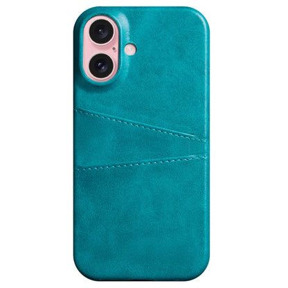 For iPhone 16 Plus Case Dual Card Slots PU Leather + Hard PC Phone Cover
