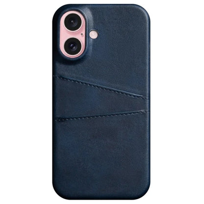 For iPhone 16 Plus Case Dual Card Slots PU Leather + Hard PC Phone Cover