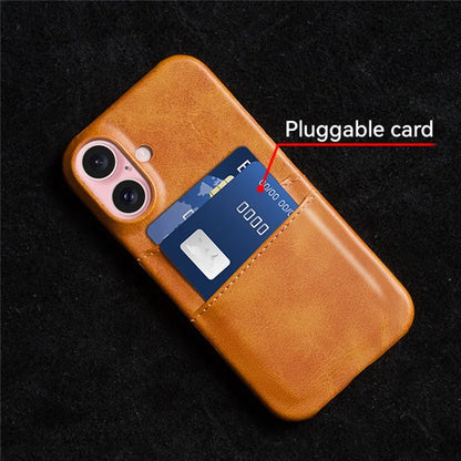 For iPhone 16 Plus Case Dual Card Slots PU Leather + Hard PC Phone Cover
