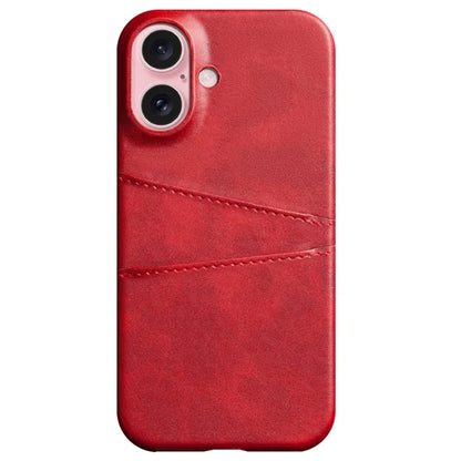 For iPhone 16 Plus Case Dual Card Slots PU Leather + Hard PC Phone Cover