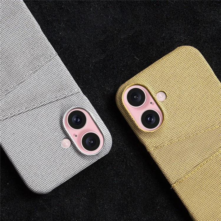 For iPhone 16 Plus Case Cloth + PC Hard Phone Cover with Dual Card Slots