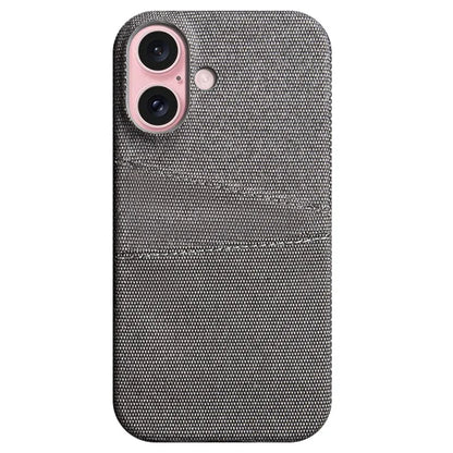For iPhone 16 Plus Case Cloth + PC Hard Phone Cover with Dual Card Slots